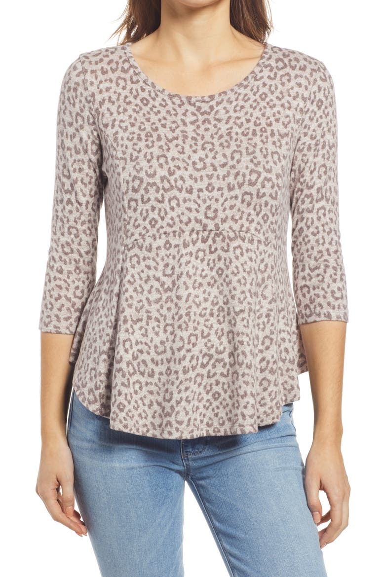 Babydoll Top, Main, color, OATMEAL LEOPARD