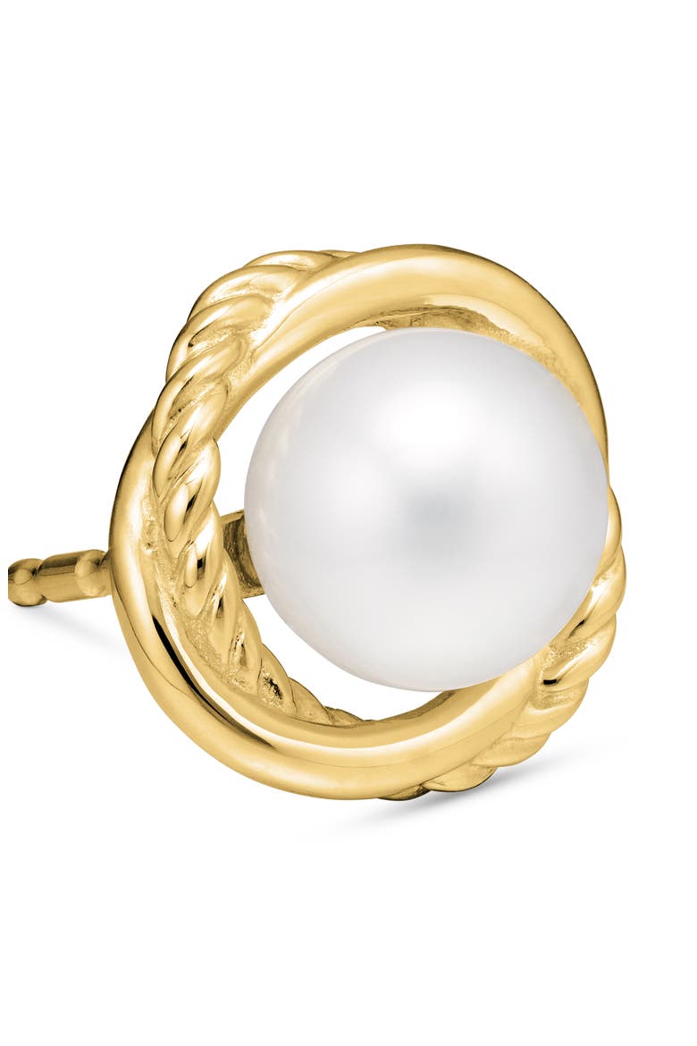 Infinity Earrings with Pearls in Gold, Alternate, color, PEARL