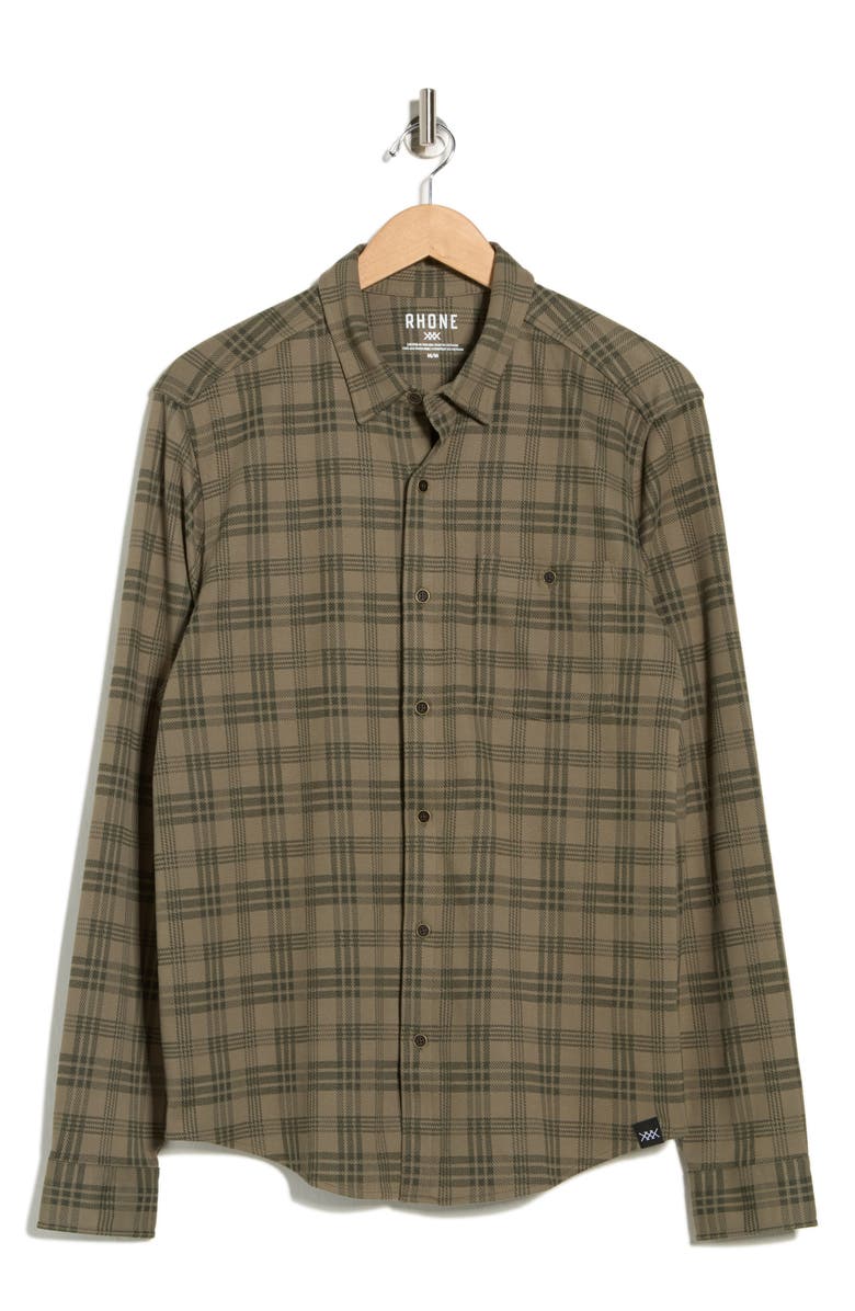 Rhone Hardy Check Flannel Button-Up Shirt, Alternate, color, Turtle Green Plaid