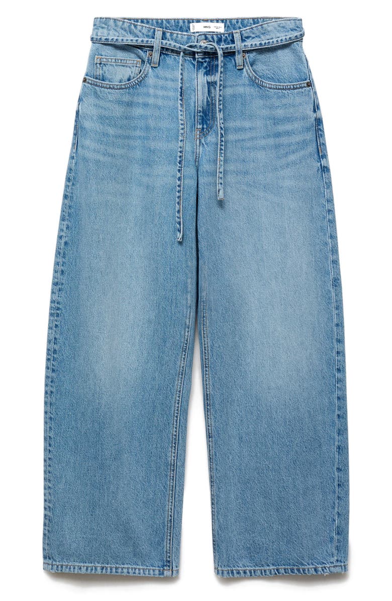 MANGO Tie Waist Wide Leg Jeans, Alternate, color, 