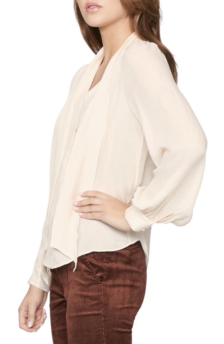 PAIGE Kirstie V-Neck Tie Silk Blouse, Alternate, color, Antique White