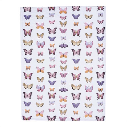 Lambs & Ivy Butterfly Dreams Ultra-soft Fleece/faux Shearling Baby Blanket In Multi