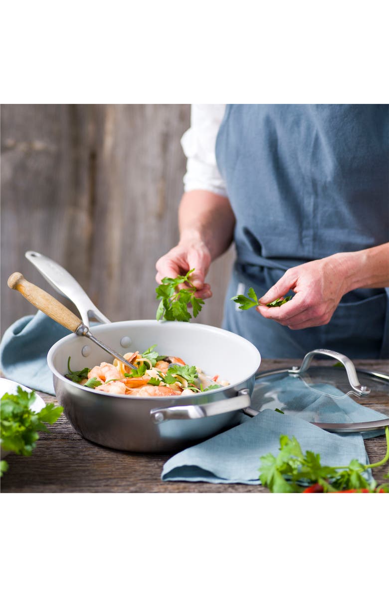 GreenPan Venice Pro 3 1/2-Quart Multilayer Stainless Steel Ceramic Nonstick Chef's Pan with Glass Lid, Alternate, color,
