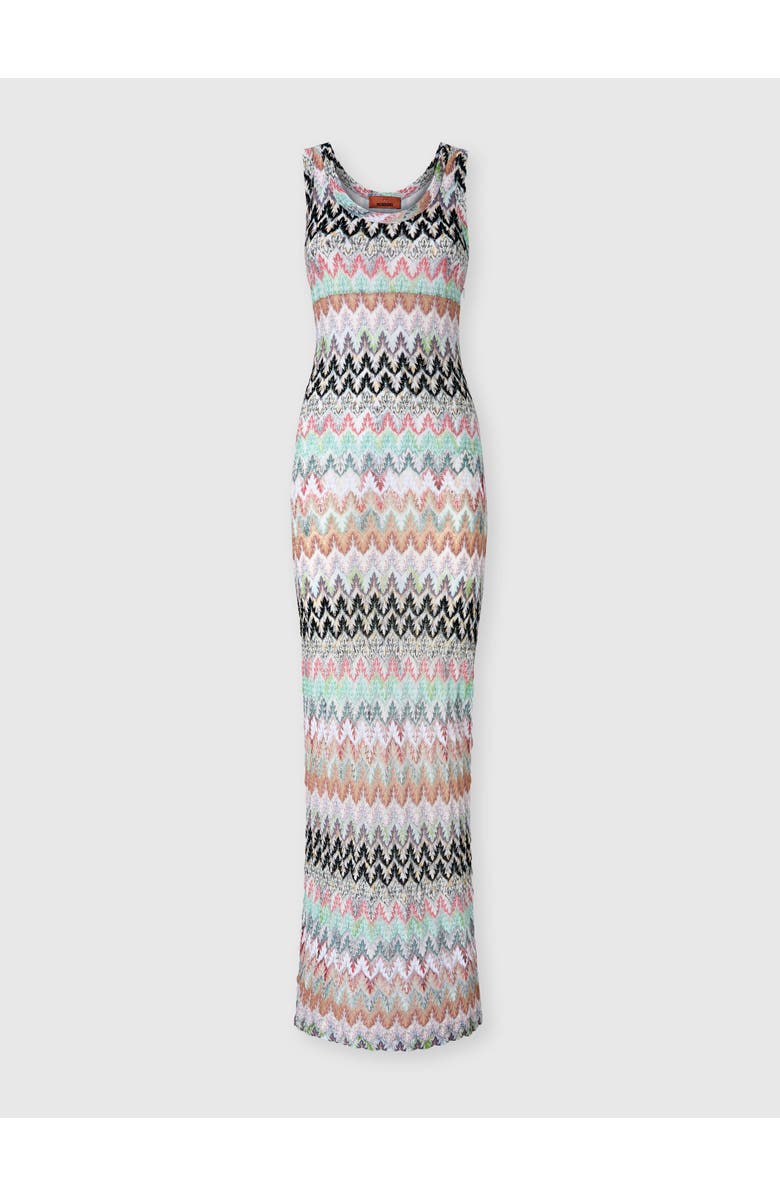 Missoni Long Dress In Viscose And Cotton Lamé Lace Motif, Main, color, Green& Brown