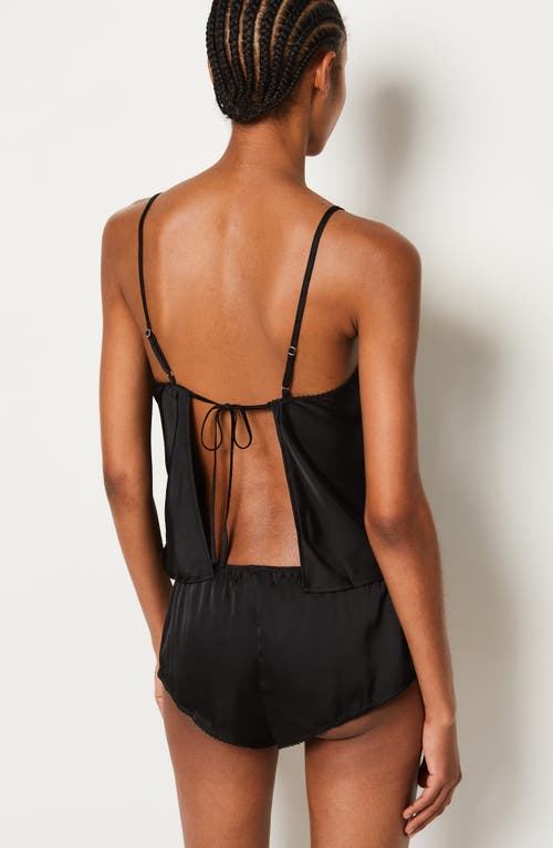 Etam Open Back Satin Pajamas In Black