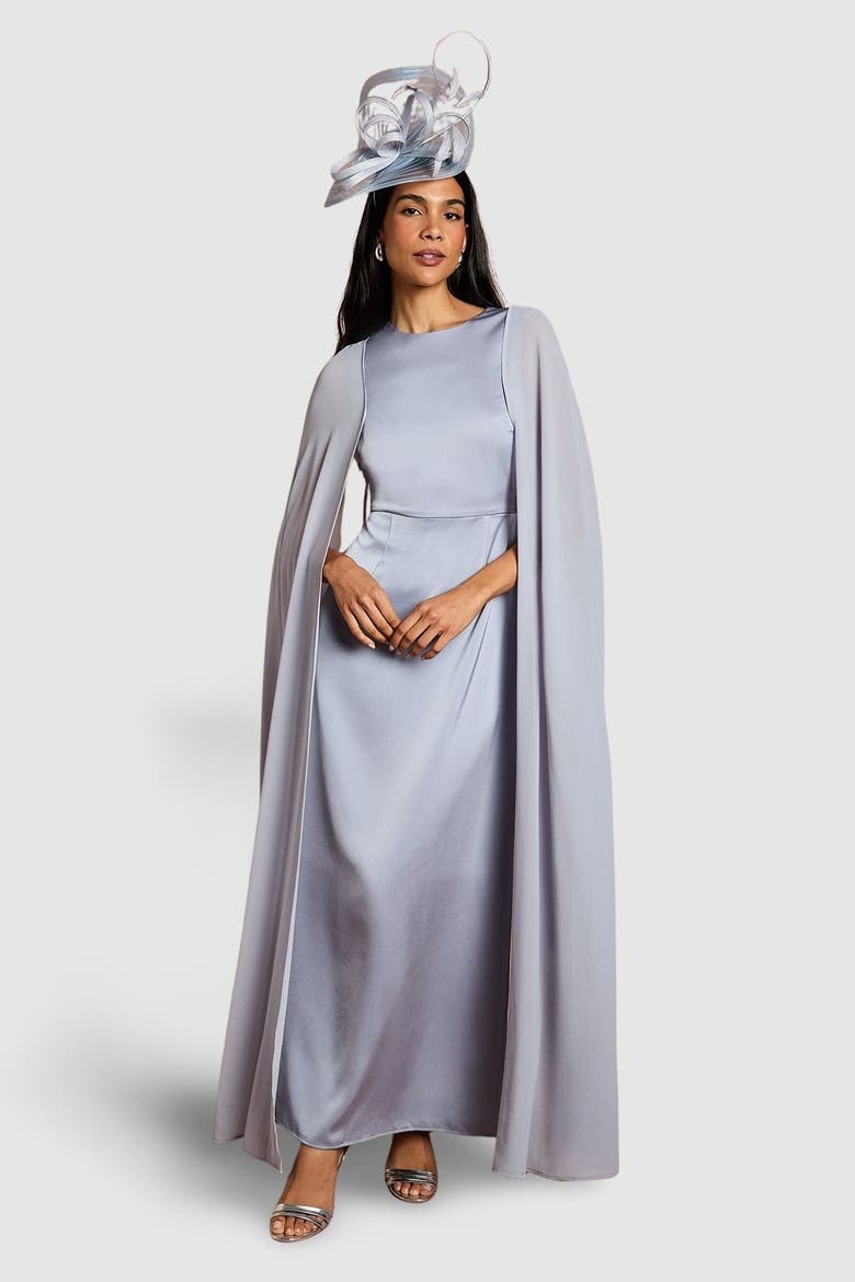 Sleeveless Cape Maxi Dress, Main, color, Pale Blue