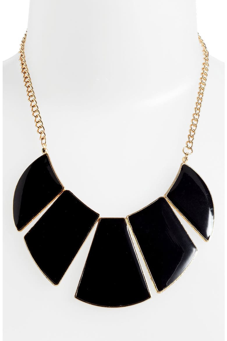Enamel Armor Statement Necklace, Main, color, BLACK