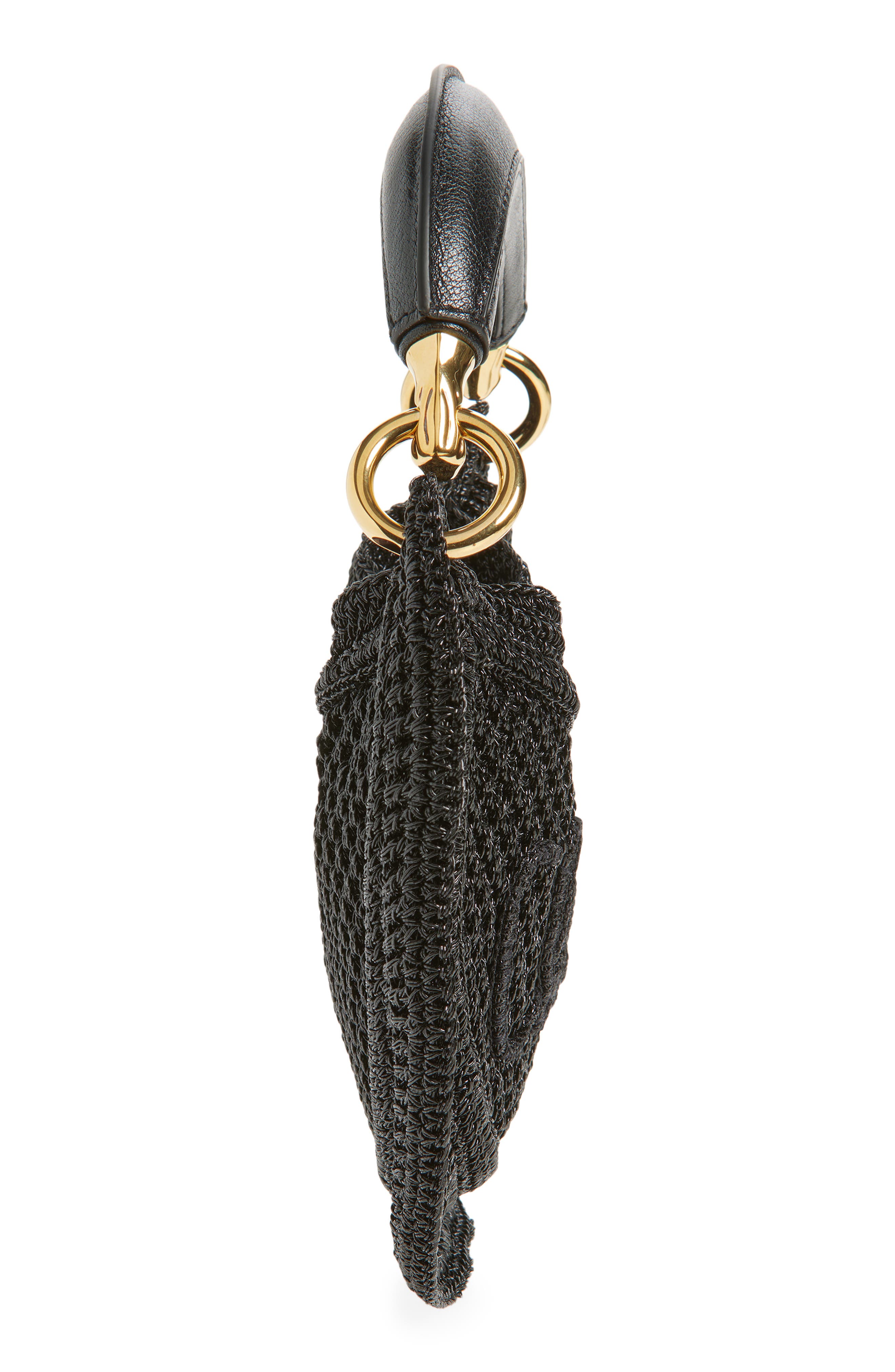 Chloé Summer Banana Raffia Hobo Bag, Alternate, color, Black