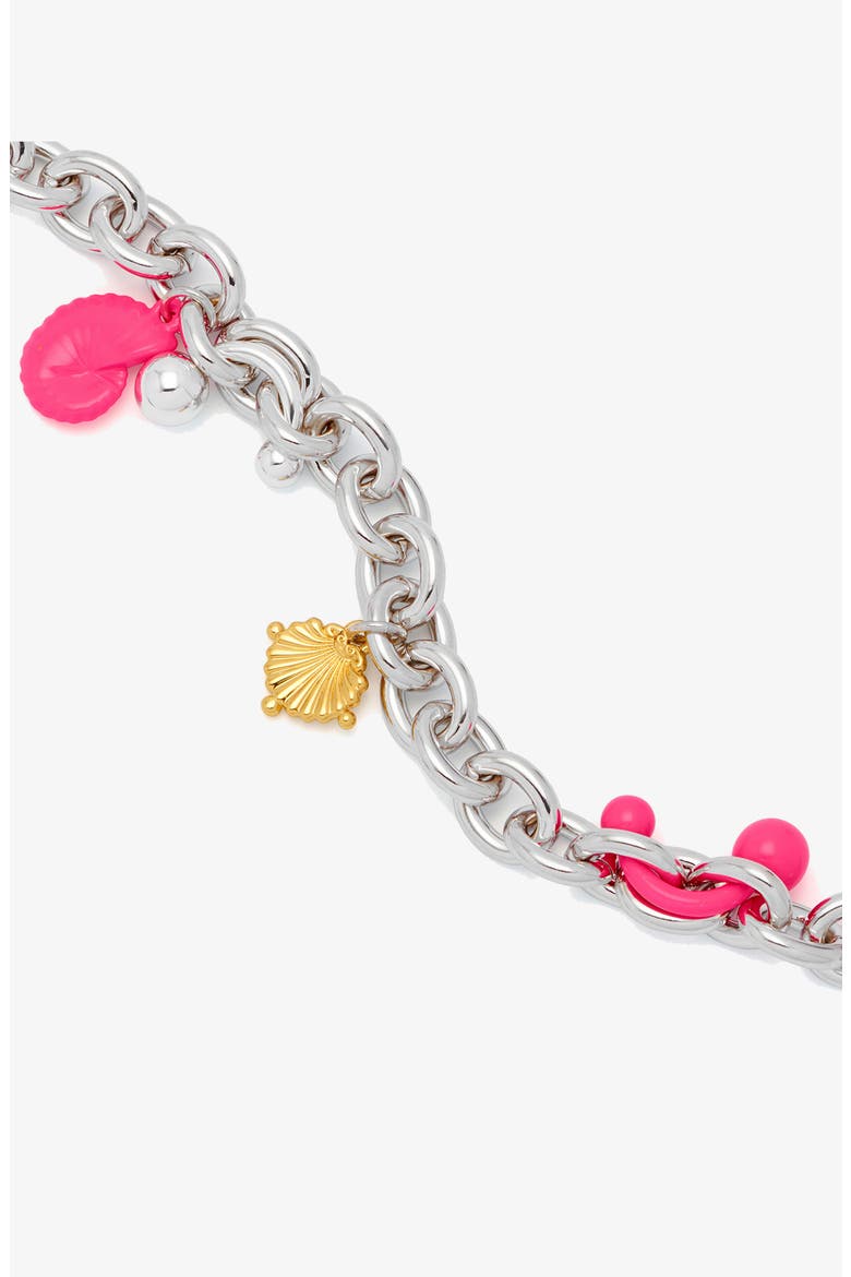 Coral Charm Bracelet in Silver and Pink, Alternate, color, Silver and Pink Enamel
