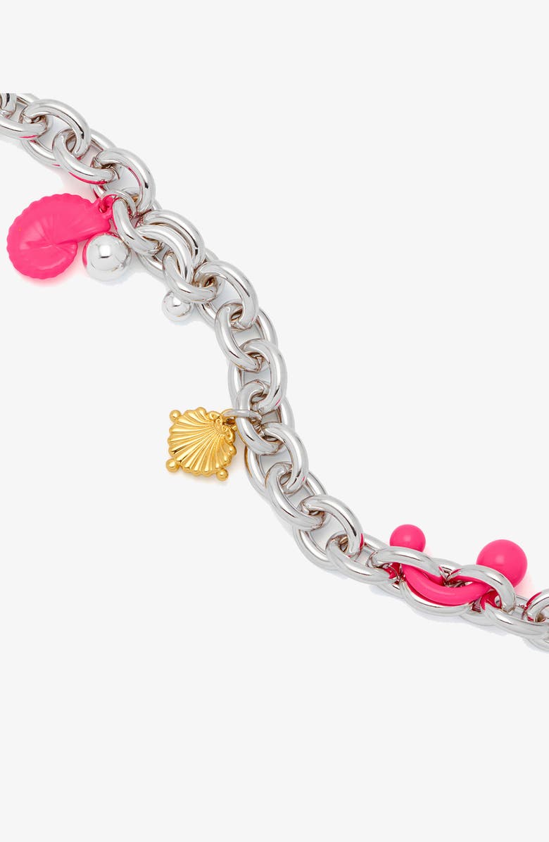 YOJ Coral Charm Bracelet in Silver and Pink, Alternate, color, Silver And Pink Enamel