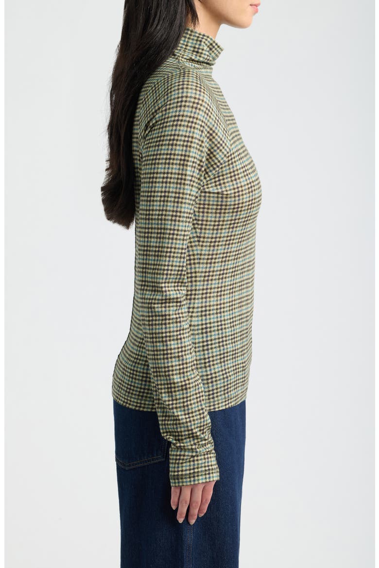 Shaw Paneled Plaid Turtleneck T-Shirt, Alternate, color, GREEN MULTI