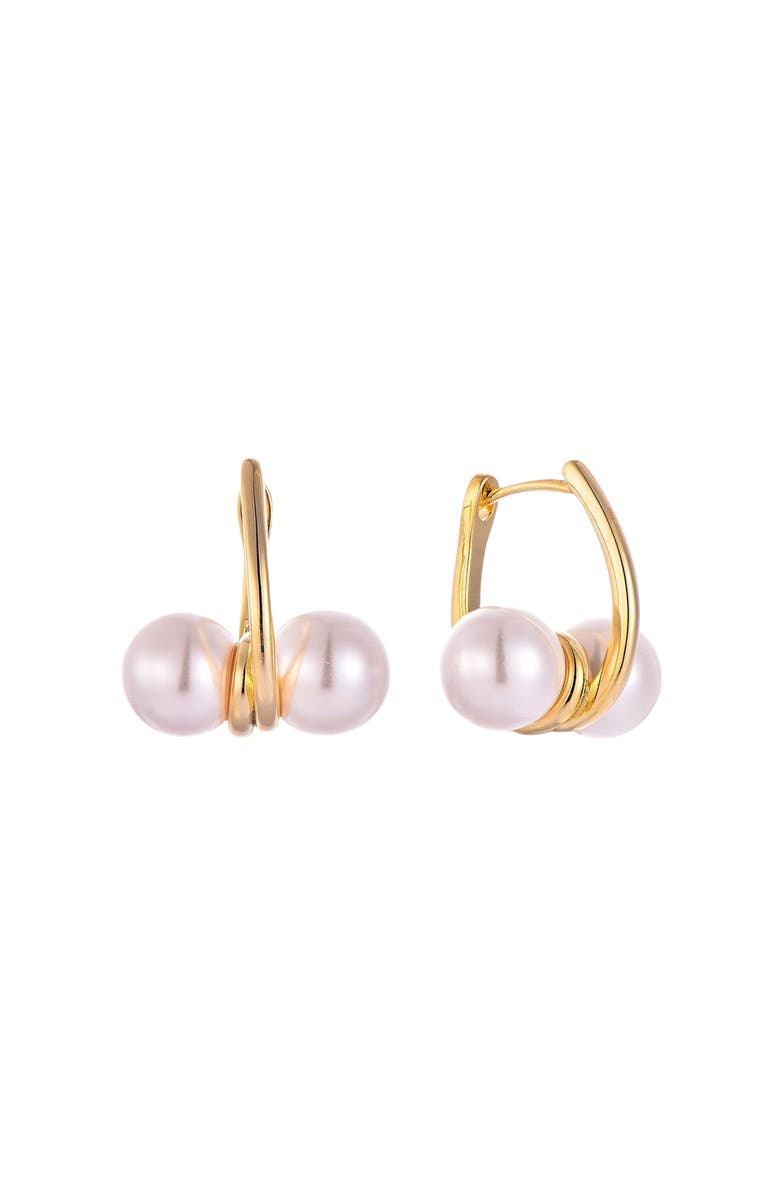 AKALIA Waterproof Gold-Plated Pearl Hoop Earring, Main, color,