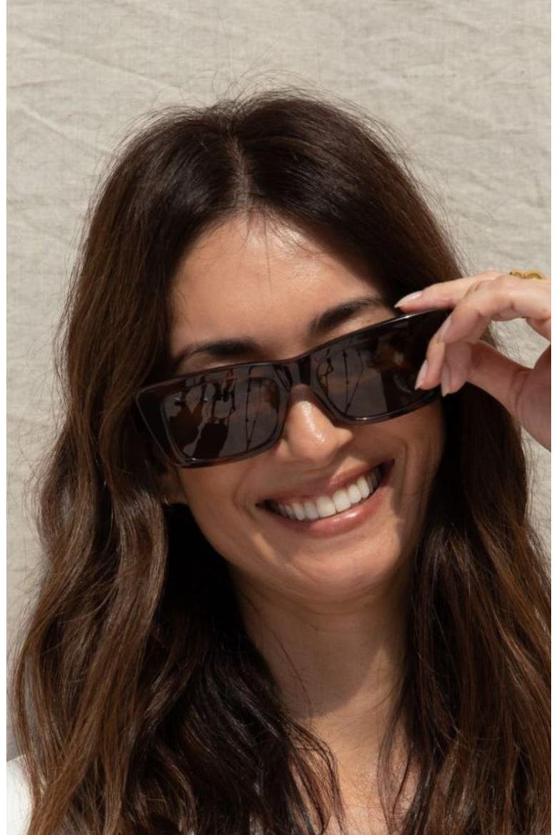Kea 53mm Medium Nose Bridge Wide Width Gradient Polarized Square Sunglasses, Alternate, color, TIGER EYE TORTOISE