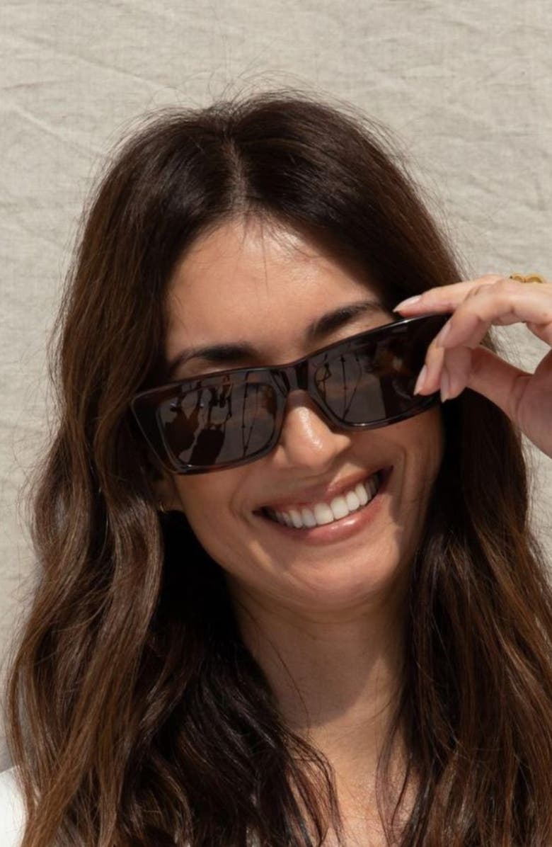 Mohala Eyewear Kea 53mm Medium Nose Bridge Wide Width Gradient Polarized Square Sunglasses, Alternate, color, Tiger Eye Tortoise