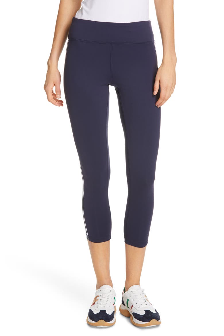 Tory Sport Retro Stripe 7/8 Leggings, Main, color, TORY NAVY