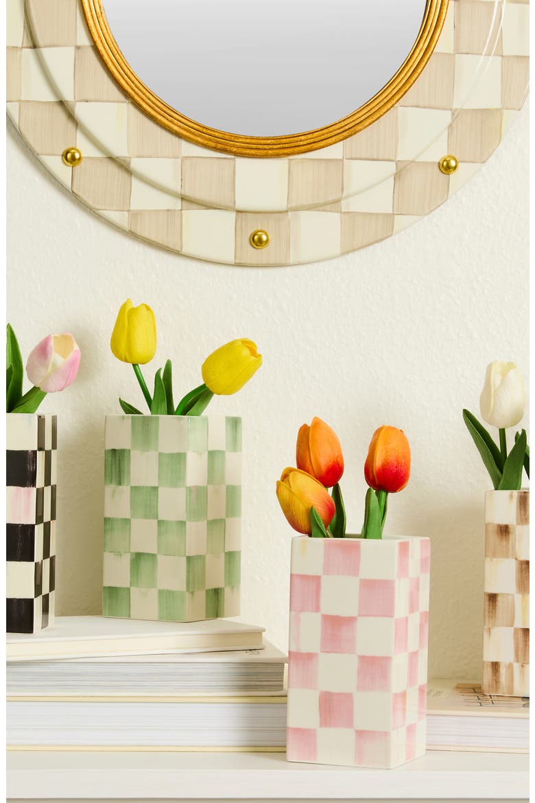Rosy Check Small Pillar Vase, Alternate, color, PINK
