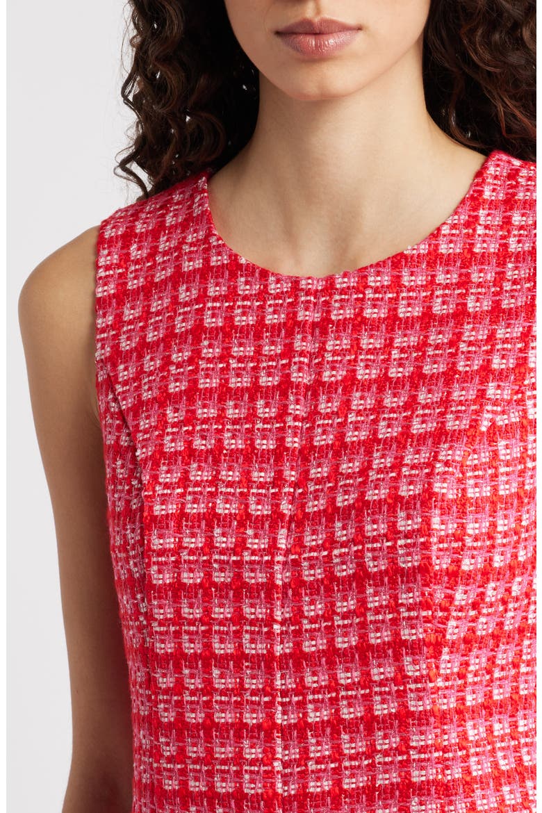 Enya Bouclé Fit & Flare Dress, Alternate, color, CRANBERRY RED FIESTA BOUCLE