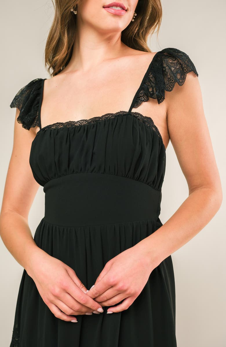 FLYING TOMATO Cap Sleeve Lace-Up Back Maxi Dress, Alternate, color,