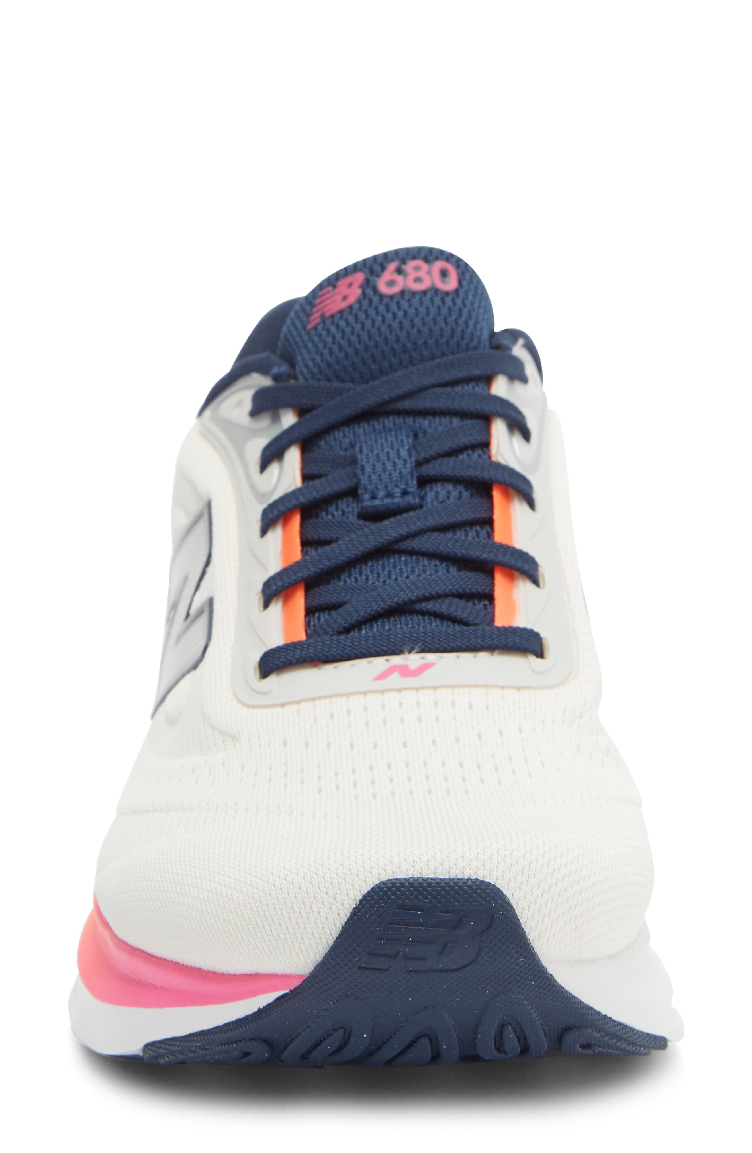 New Balance 680 Running Shoe, Alternate, color, Sea Salt/ Tangerine Heat