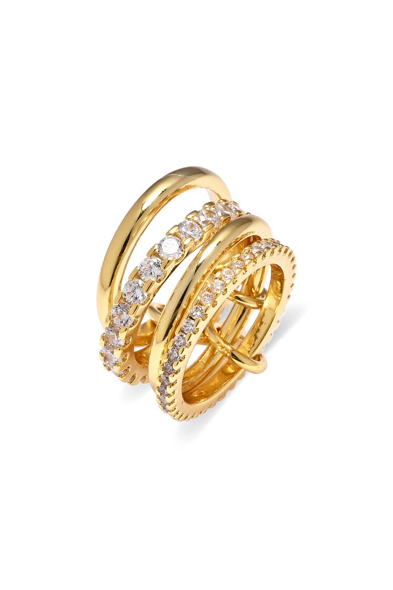 Strata 18k Gold Plated Stack Ring, Main, color, GOLD