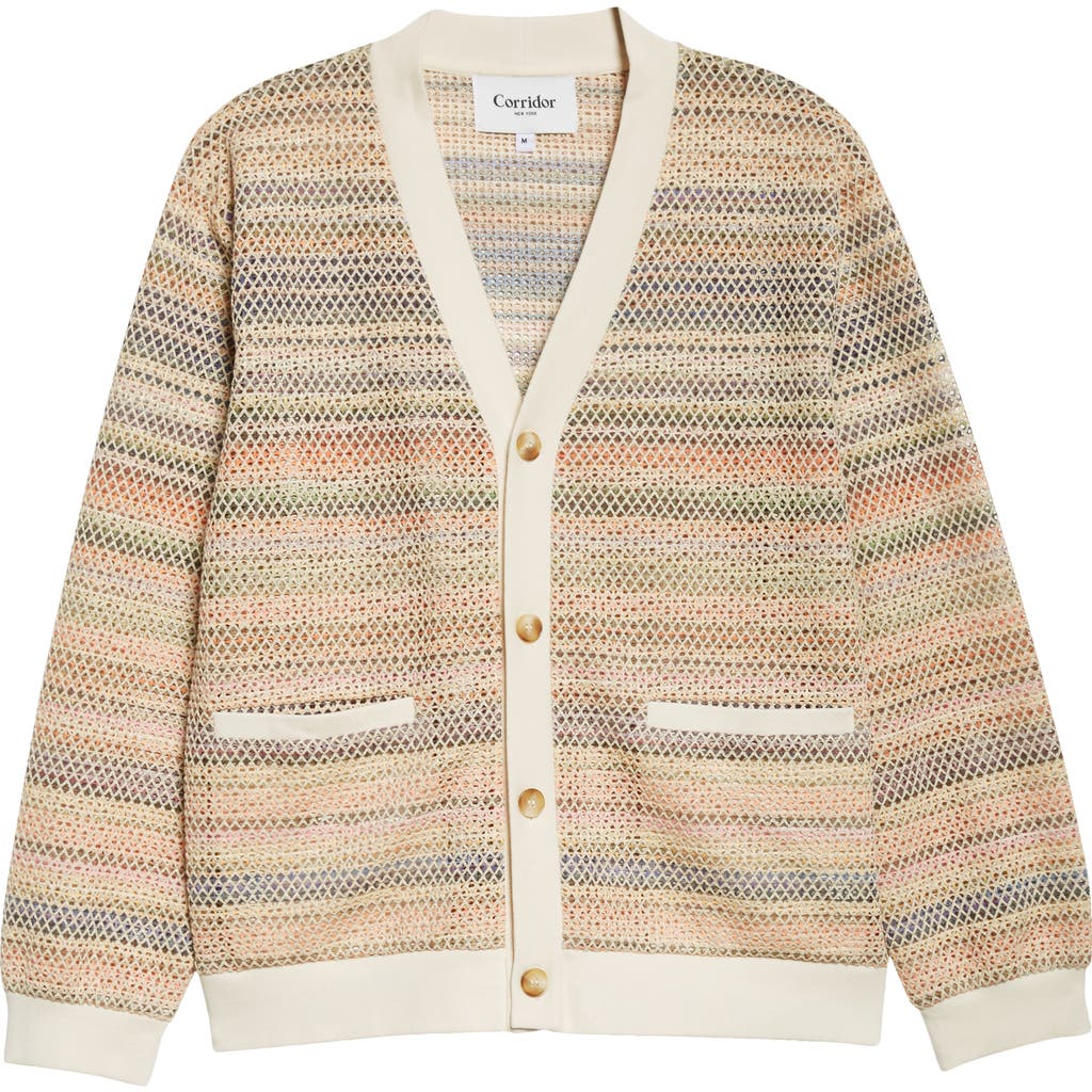 Corridor Rainbow Mesh Cardigan In Pink Multi