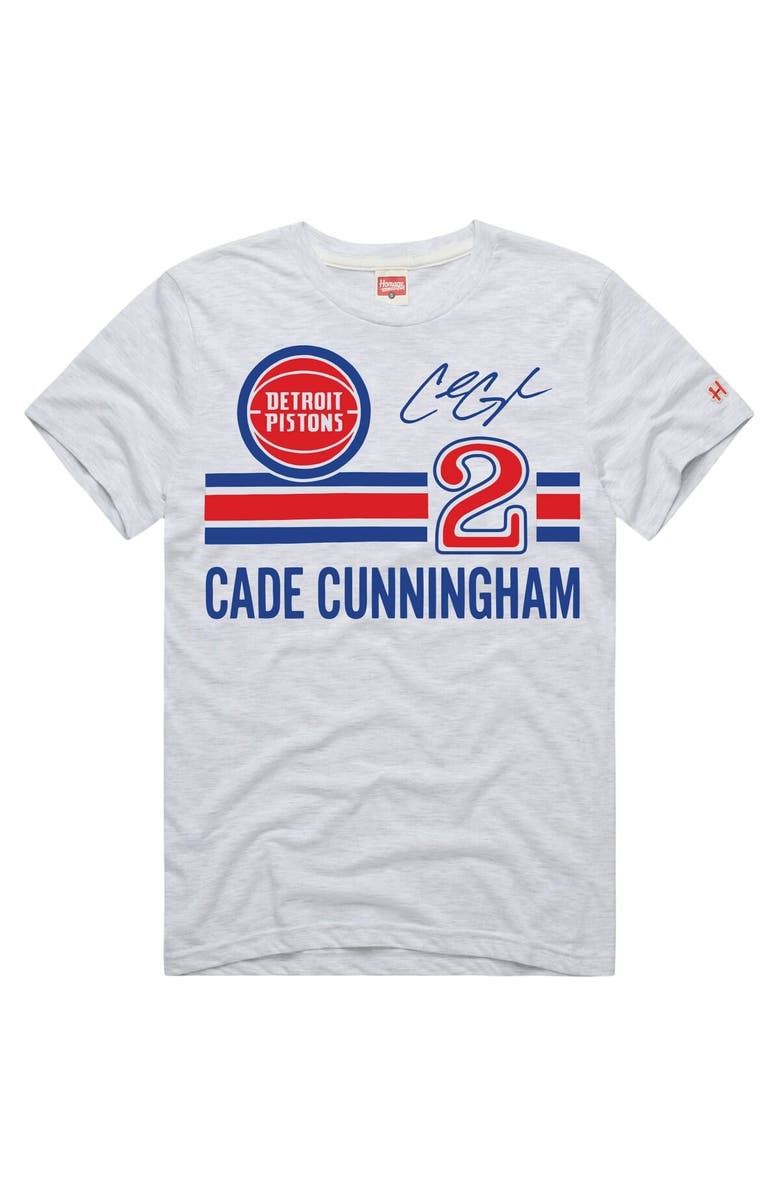 Homage Unisex  Homage Cade Cunningham Ash Detroit Pistons Jersey Remix Tri-Blend T-Shirt, Main, color, Ash