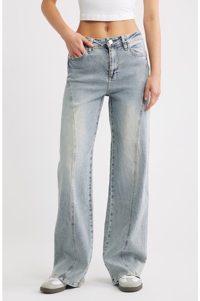 Bella Seam Detail Wide Leg Jeans, Main, color, LIGHT BLUE
