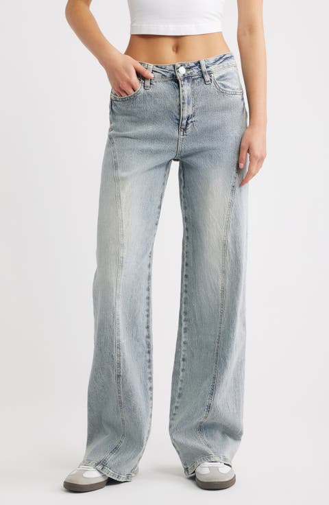 Bella Seam Detail Wide Leg Jeans