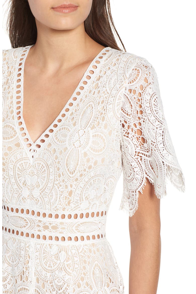 Lace Romper, Alternate, color, IVORY/ NUDE