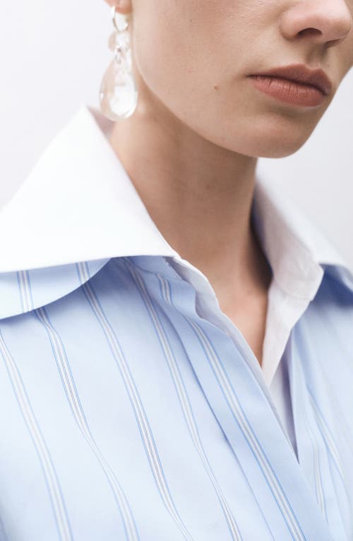 Mango Regular Fit Stripe Cotton Button-up Shirt In Sky Blue