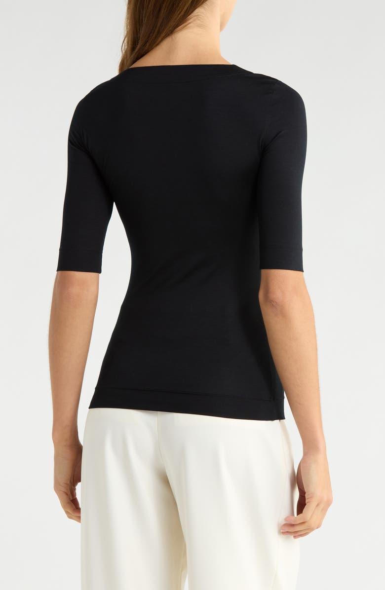 Akris punto Square Neck Jersey T-Shirt, Alternate, color, Black