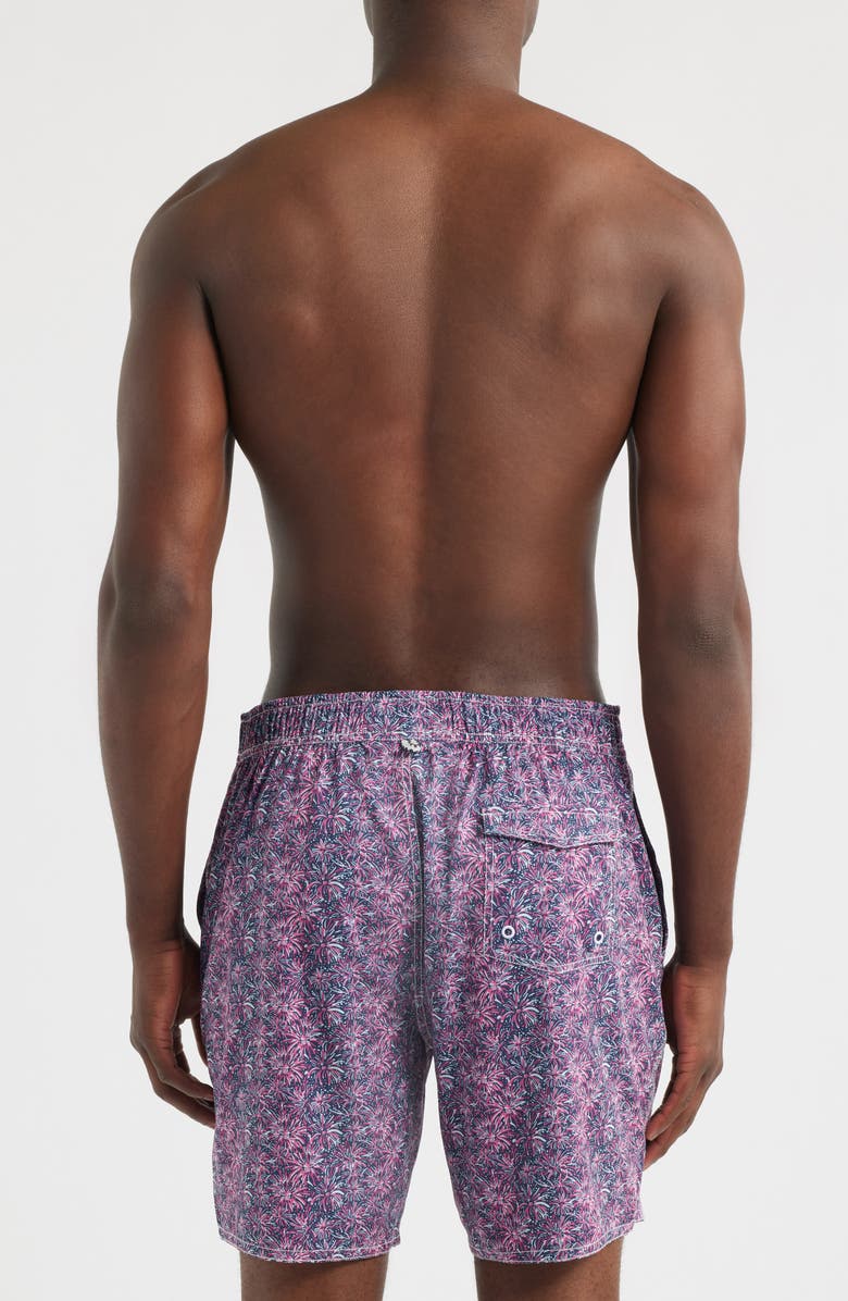 johnnie-O Star Spangled Swim Trunks, Alternate, color, Punch