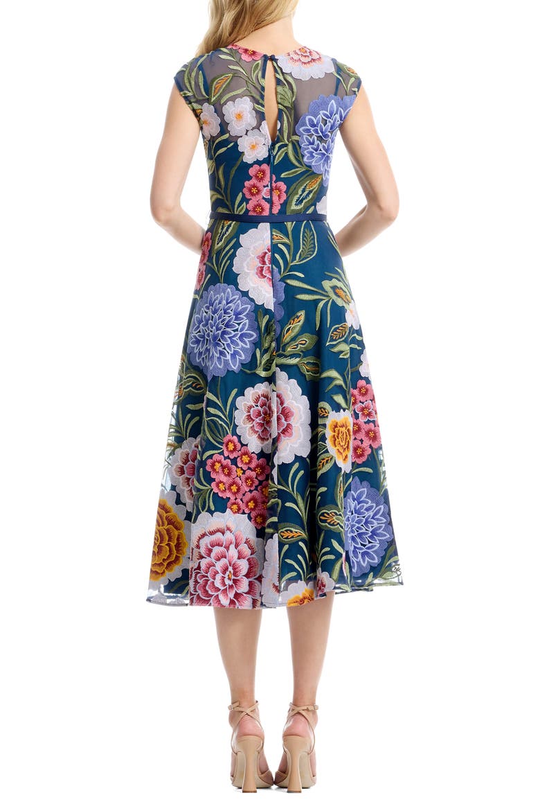 Serenity Floral Embroidery Cocktail Midi Dress, Alternate, color, NAVY MULTI