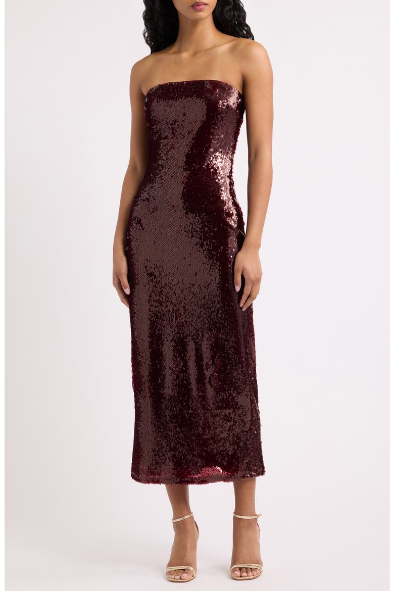 Hallie Sequin Strapless Gown, Main, color, CHIANTI