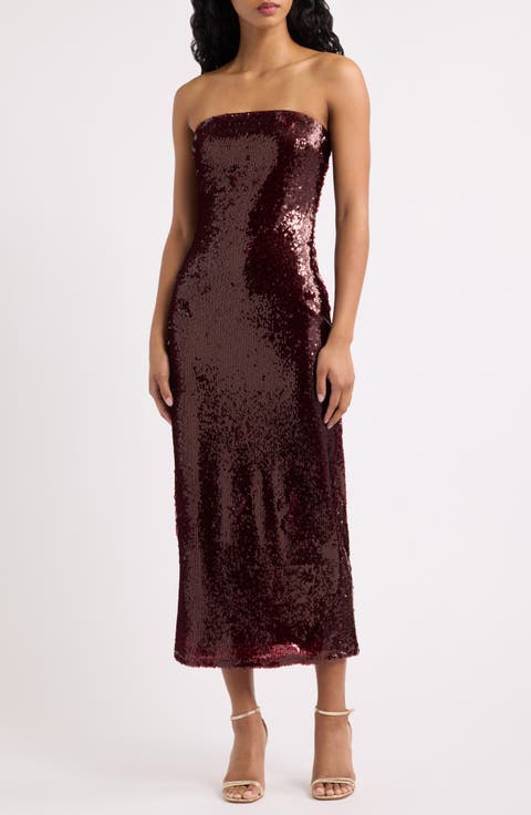 Hallie Sequin Strapless Gown