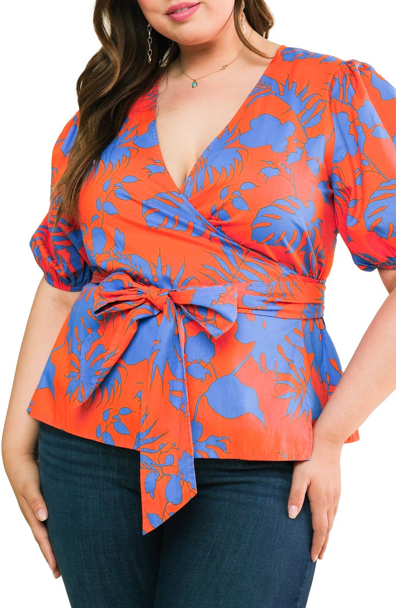 FLYING TOMATO Cotton Wrap Top, Main, color, Orange