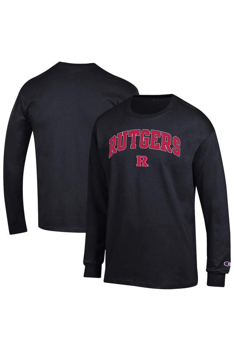 Men's Champion  Black Rutgers Scarlet Knights Arch Over Logo Long Sleeve T-Shirt, Main, color, Black