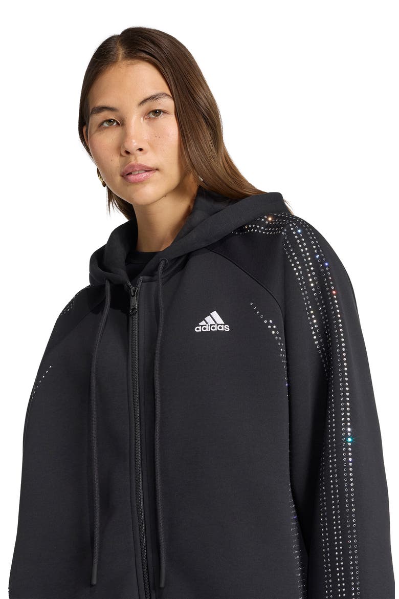 Teamgeist Rhinestone Full Zip Hoodie, Alternate, color, BLACK/