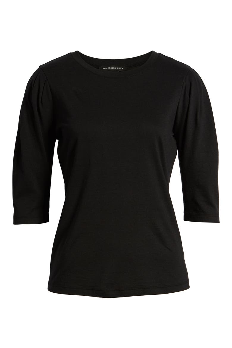 Puff Sleeve Tee (Nordstrom Exclusive), Alternate, color, BLACK