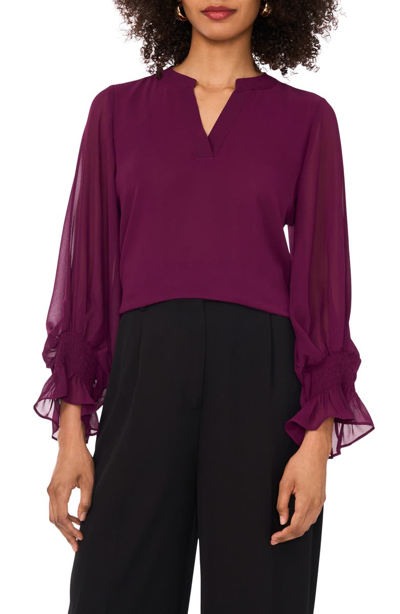 Vince Camuto Long Sleeve Chiffon Top, Main, color,