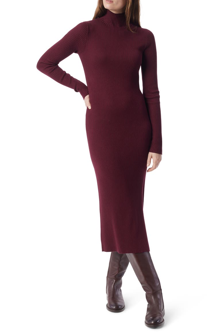 Merritt Easy Long Sleeve Rib Sweater Dress, Main, color, MAROON BANNER