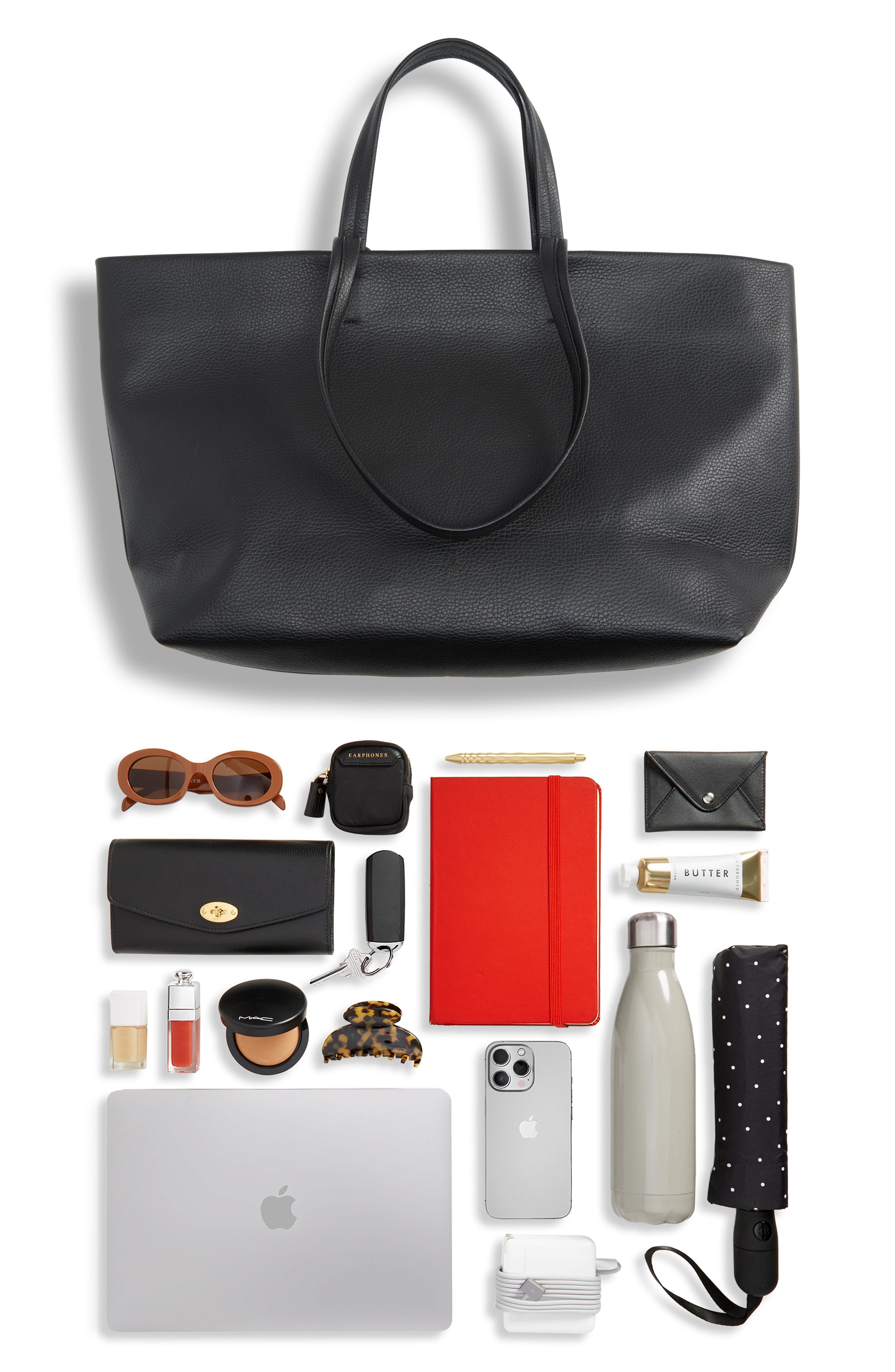 Classic Easy Leather Tote, Alternate, color, BLACK