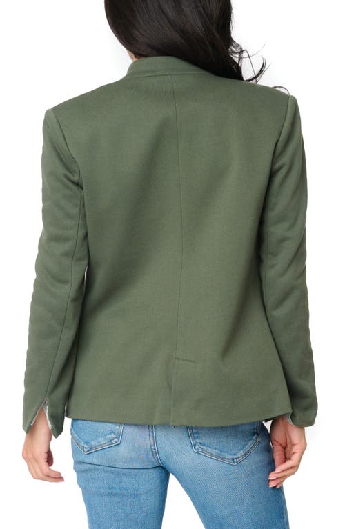 Gibsonlook Inverted Notch Collar Cotton Blend Knit Blazer In Green