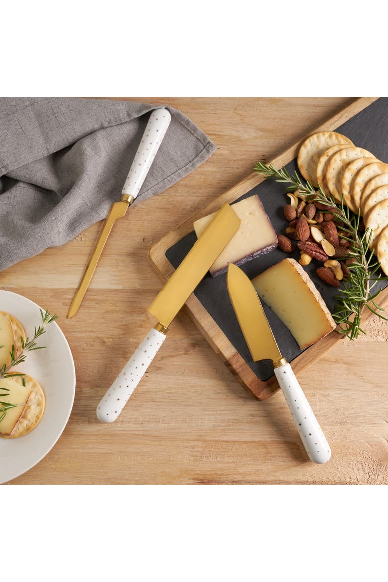 Starlight Cheese Knife Set of 3, Alternate, color, White