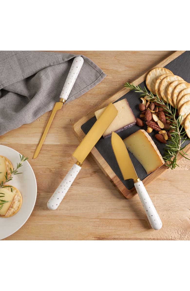 TWINE Starlight Cheese Knife Set of 3, Alternate, color, White