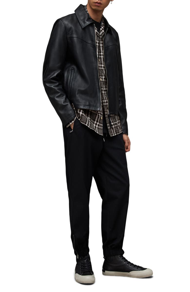 AllSaints Corvus Relaxed Fit Check Button-Up Shirt, Alternate, color, Jet Black