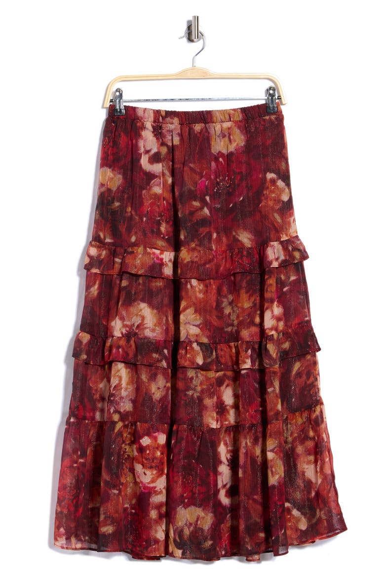 Ruffled Tiered Skirt, Alternate, color, WINE/ RST/ TPE