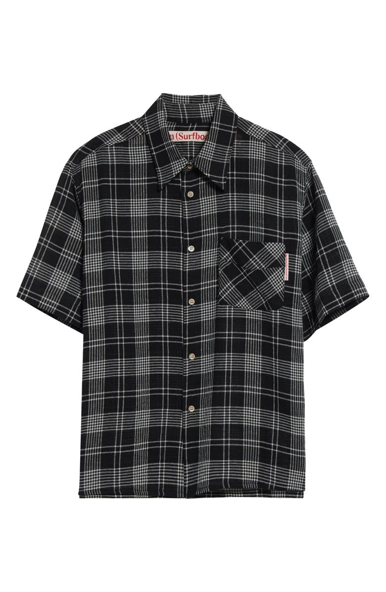 STOCKHOLM SURFBOARD CLUB Jerry Plaid Short Sleeve Button-Up Shirt, Alternate, color, Black Check