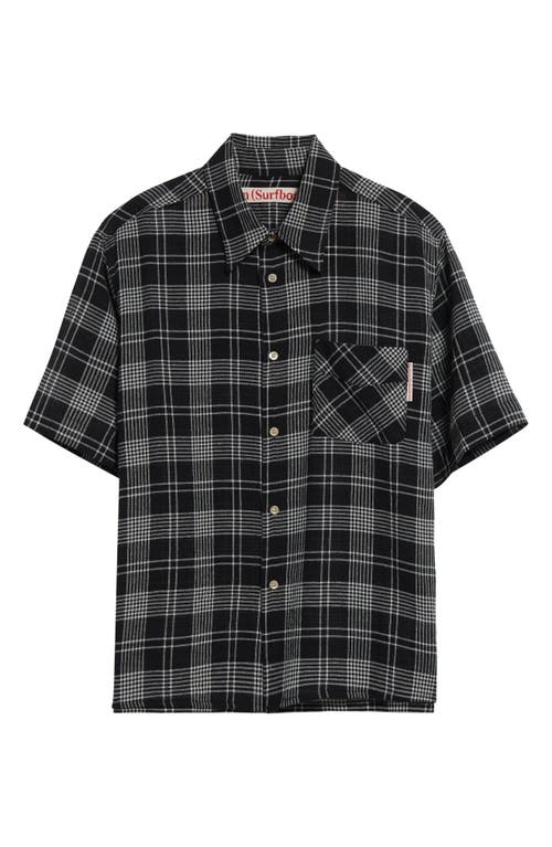 Stockholm Surfboard Club Jerry Plaid Short Sleeve Button-up Shirt In Black Check