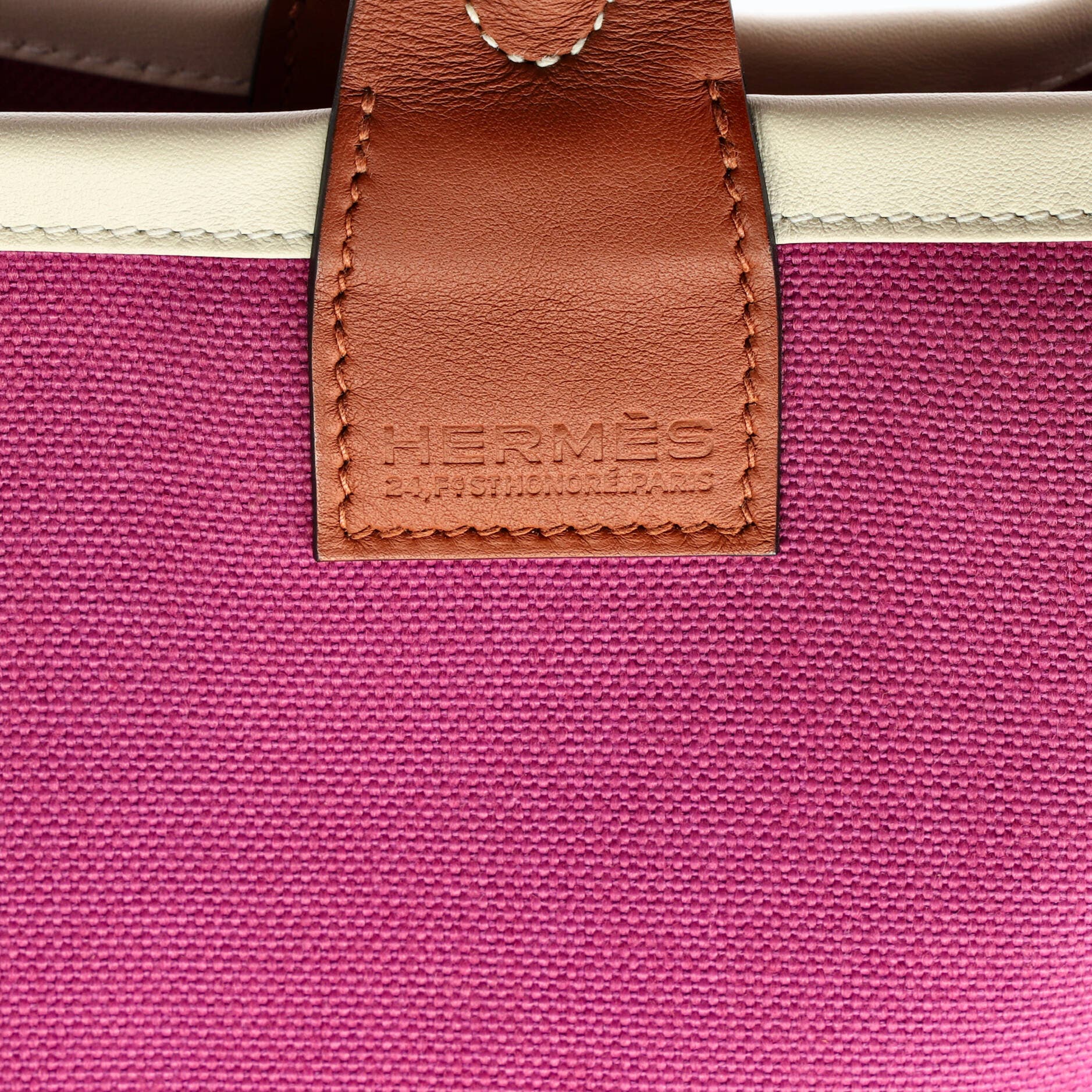 Pre-Owned Hermes Sac Steeple Tote Toile with Leather 25, Alternate, color, Rose Pourpre